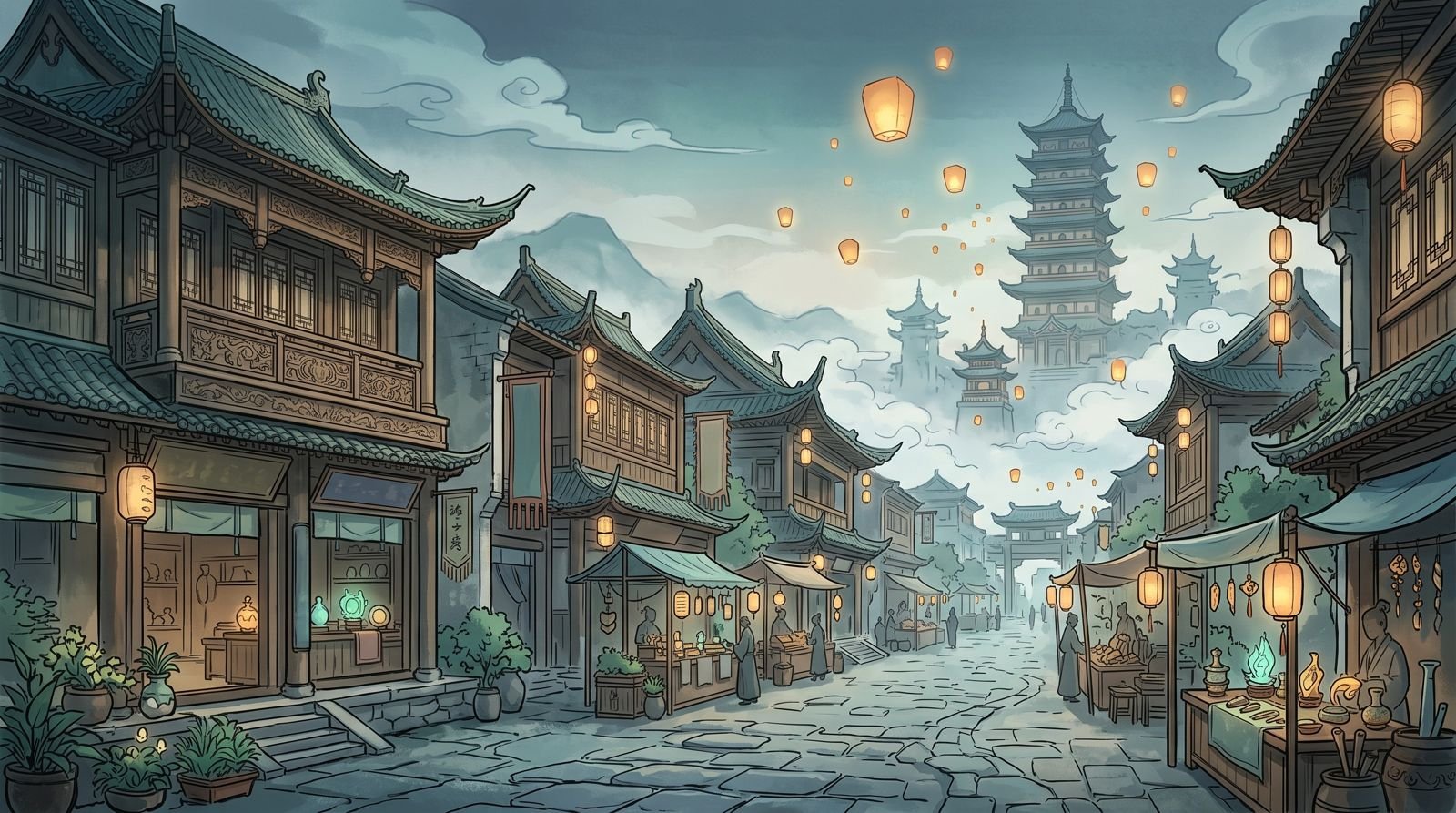 無盡海・萬世仙族：仙城坊市大街